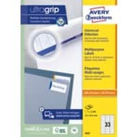 AVERY Zweckform ultragrip Universaletiketten 3421 Selbsthaftend DIN A4 Weiß 70 x 25,4 mm 100 Blatt à 33 Etiketten