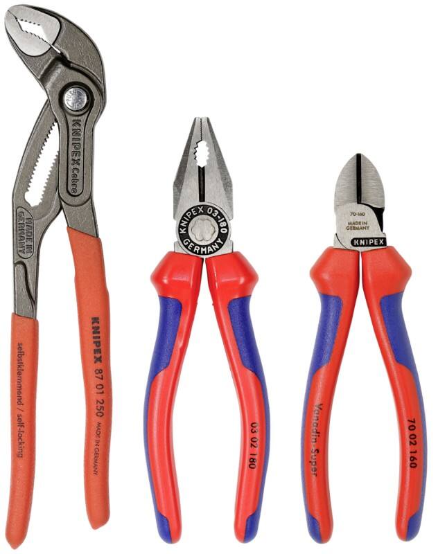Knipex Zangen-Set 00 20 09 V01 Chrom-Vanadin-Elektrostahl, Spezial-Werkzeugstahl, Vanadin-Elektrostahl