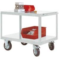 Manuflex TRANSOMOBIL Mobiler Tischwagen 2 Fachböden 400 kg 700 x 1.000 x 850 mm Hellgrau
