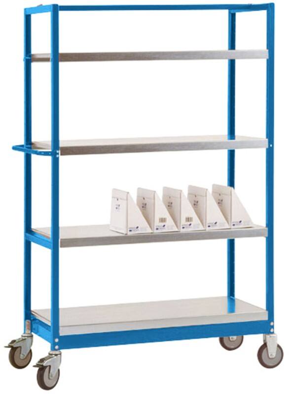 Manuflex VARIMOBIL Mobiler Etagenwagen 4 Fachböden 500 kg 600 x 1.030 x 1.730 mm Brillantblau