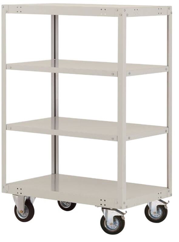 Manuflex TRANSOMOBIL Mobiler Etagenwagen 4 Fachböden 400 kg 1.500 x 600 x 1.505 mm Hellgrau