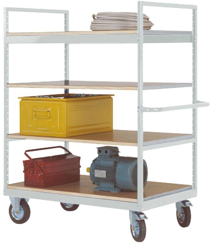 Manuflex VARIMOBIL Mobiler Etagenwagen 4 Fachböden 500 kg 700 x 1.530 x 1.730 mm Hellgrau