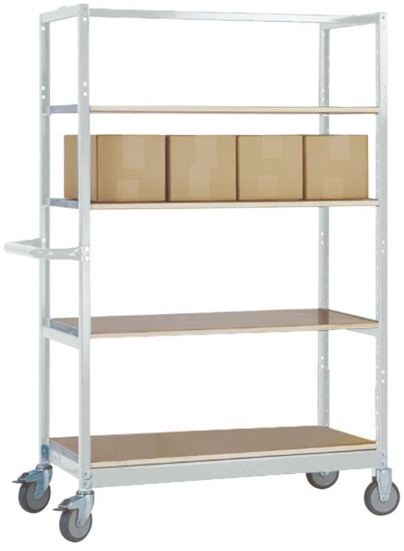 Manuflex VARIMOBIL Mobiler Etagenwagen 4 Fachböden 250 kg 700 x 1.030 x 1.650 mm Hellgrau