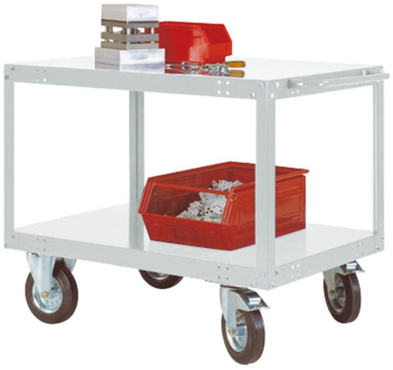 Manuflex TRANSOMOBIL Mobiler Tischwagen 2 Fachböden 400 kg 500 x 1.000 x 810 mm Hellgrau