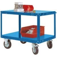 Manuflex Mobil Tischwagen TRANSOMOBIL 2 Fachböden Brillantblau 700 x 1.200 x 850 mm