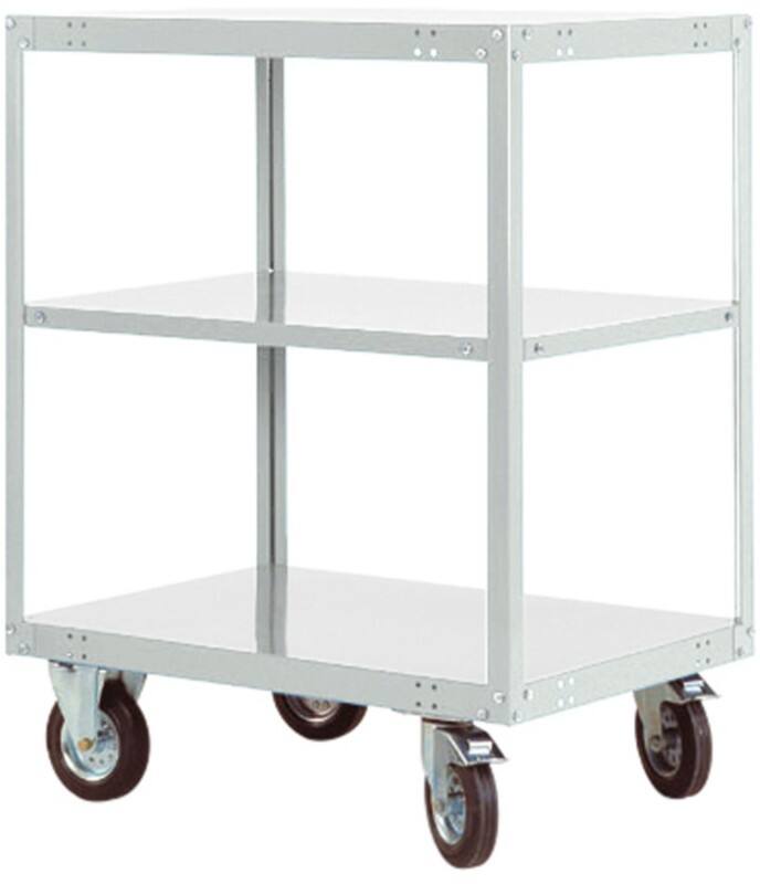 Manuflex TRANSOMOBIL Mobiler Etagenwagen 3 Fachböden 500 kg 600 x 1.000 x 1.295 mm Hellgrau