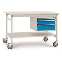 Manuflex Beistelltisch Basis Mobil Kunststoff Hellgrau, Brillantblau 1.000 x 800 x 850 mm