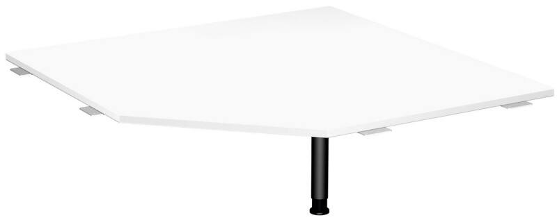 4 Fuß Flex Verkettungsplatte Fünfeck 90° mit Stützfuß, mit Kabelführung, inkl. Verkettungsmaterial, höhenverstellbar, 1225x1225x680-800, Weiß/Anthrazit