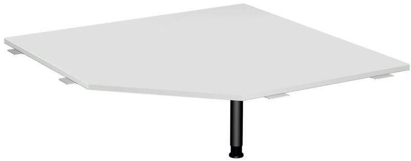 4 Fuß Flex Verkettungsplatte Fünfeck 90° mit Stützfuß, mit Kabelführung, inkl. Verkettungsmaterial, höhenverstellbar, 1225x1225x680-800, Lichtgrau/Anthrazit