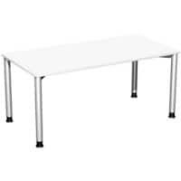 4 Fuß Flex Schreibtisch höhenverstellbar, 1600x800x680-800, Weiß/Silber