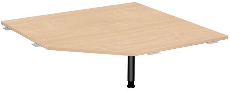 4 Fuß Flex Verkettungsplatte Fünfeck 90° mit Stützfuß, mit Kabelführung, inkl. Verkettungsmaterial, höhenverstellbar, 1225x1225x680-800, Buche/Anthrazit