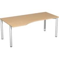 4 Fuß Flex PC-Schreibtisch links feste Höhe, 1800x1000x720, Buche/Silber