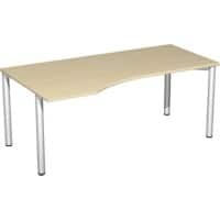 4 Fuß Flex PC-Schreibtisch links feste Höhe, 1800x1000x720, Ahorn/Silber