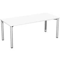 4 Fuß Flex Schreibtisch feste Höhe, 1800x800x720, Weiß/Silber