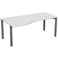 4 Fuß Flex PC-Schreibtisch links feste Höhe, 1800x1000x720, Lichtgrau/Anthrazit