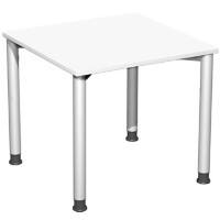 4 Fuß Flex Schreibtisch höhenverstellbar, 800x800x680-800, Weiß/Anthrazit