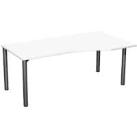 4 Fuß Flex PC-Schreibtisch rechts feste Höhe, 1800x1000x720, Weiß/Anthrazit