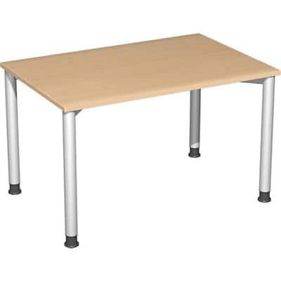 4 Fuß Flex Schreibtisch höhenverstellbar, 1200x800x680-800, Buche/Silber