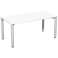 4 Fuß Flex Schreibtisch feste Höhe, 1600x800x720, Weiß/Silber
