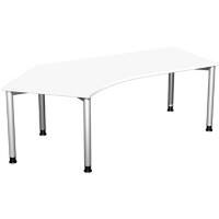 4 Fuß Flex Schreibtisch 135° links höhenverstellbar, 2166x1130x680-800, Weiß/Silber