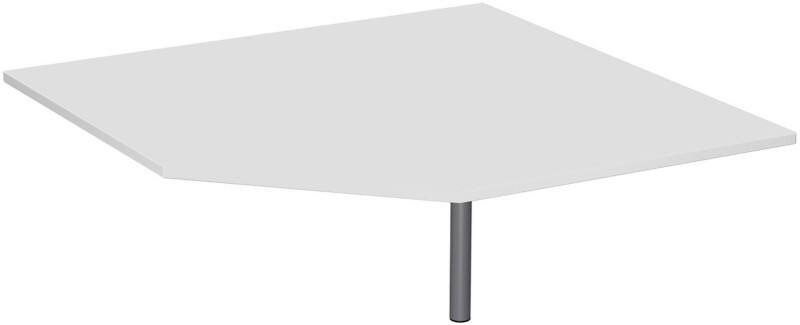 4 Fuß Flex Verkettungsplatte Fünfeck 90° mit Stützfuß, mit Kabelführung, inkl. Verkettungsmaterial, höhenverstellbar, 1225x1225x680-800, Lichtgrau/Silber