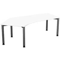 4 Fuß Flex Schreibtisch 135° links höhenverstellbar, 2166x1130x680-800, Weiß/Anthrazit