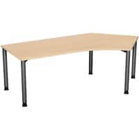 4 Fuß Flex Schreibtisch 135° rechts höhenverstellbar, 2166x1130x680-800, Buche/Anthrazit
