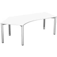 4 Fuß Flex Schreibtisch 135° links feste Höhe, 2166x1130x720, Weiß/Silber