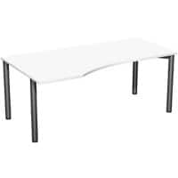 4 Fuß Flex PC-Schreibtisch links feste Höhe, 1800x1000x720, Weiß/Anthrazit