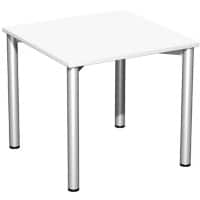 4 Fuß Flex Schreibtisch feste Höhe, 800x800x720, Weiß/Silber