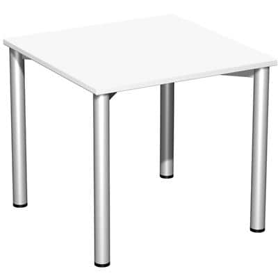 4 Fuß Flex Schreibtisch feste Höhe, 800x800x720, Weiß/Silber