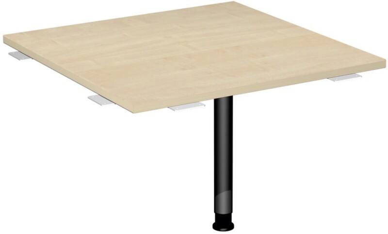 4 Fuß Flex Verkettungsplatte Volleck 90° mit Stützfuß, mit Kabelführung, inkl. Verkettungsmaterial, höhenverstellbar, 800x800x680-800, Ahorn/Anthrazit