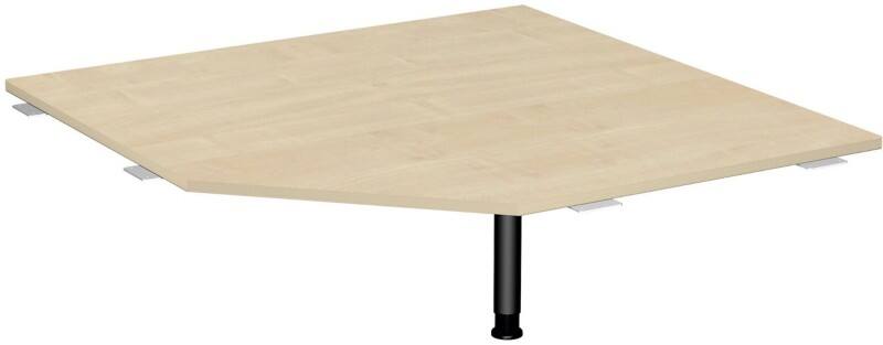 4 Fuß Flex Verkettungsplatte Fünfeck 90° mit Stützfuß, mit Kabelführung, inkl. Verkettungsmaterial, höhenverstellbar, 1225x1225x680-800, Ahorn/Anthrazit