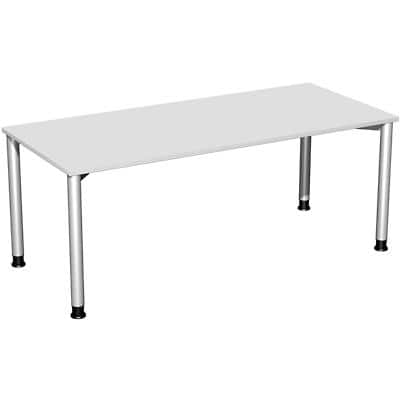 4 Fuß Flex Schreibtisch höhenverstellbar, 1800x800x680-800, Lichtgrau/Silber