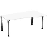 4 Fuß Flex PC-Schreibtisch rechts höhenverstellbar, 1800x1000x680-800, Weiß/Anthrazit