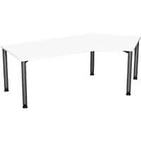 4 Fuß Flex Schreibtisch 135° rechts höhenverstellbar, 2166x1130x680-800, Weiß/Anthrazit