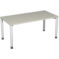 4 Fuß Flex Schreibtisch höhenverstellbar, 1600x800x680-800, Lichtgrau/Silber