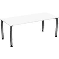 4 Fuß Flex Schreibtisch höhenverstellbar, 1800x800x680-800, Weiß/Anthrazit