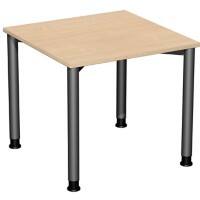 4 Fuß Flex Schreibtisch höhenverstellbar, 800x800x680-800, Buche/Anthrazit