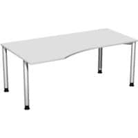 4 Fuß Flex PC-Schreibtisch links höhenverstellbar, 1800x1000x680-800, Lichtgrau/Silber