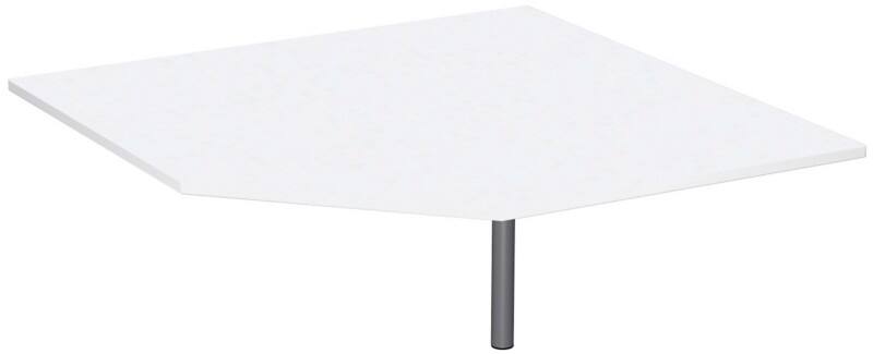 4 Fuß Flex Verkettungsplatte Fünfeck 90° mit Stützfuß, mit Kabelführung, inkl. Verkettungsmaterial, höhenverstellbar, 1225x1225x680-800, Weiß/Silber