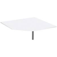 4 Fuß Flex Verkettungsplatte Fünfeck 90° mit Stützfuß, mit Kabelführung, inkl. Verkettungsmaterial, höhenverstellbar, 1225x1225x680-800, Weiß/Silber