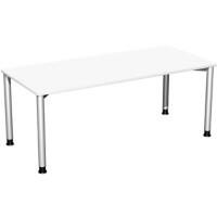 4 Fuß Flex Schreibtisch höhenverstellbar, 1800x800x680-800, Weiß/Silber