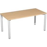 4 Fuß Flex Schreibtisch feste Höhe, 1600x800x720, Buche/Silber