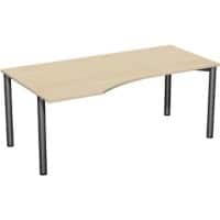 4 Fuß Flex PC-Schreibtisch links feste Höhe, 1800x1000x720, Ahorn/Anthrazit