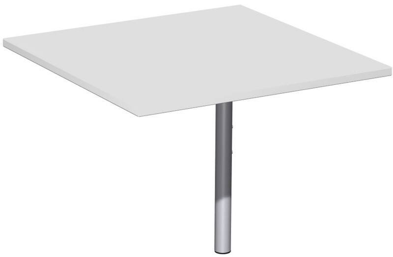 4 Fuß Flex Verkettungsplatte Volleck 90° mit Stützfuß, mit Kabelführung, inkl. Verkettungsmaterial, höhenverstellbar, 800x800x680-800, Lichtgrau/Silber