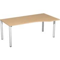 4 Fuß Flex PC-Schreibtisch rechts feste Höhe, 1800x1000x720, Buche/Silber