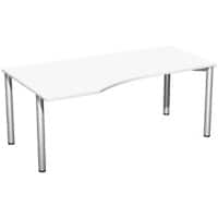 4 Fuß Flex PC-Schreibtisch links feste Höhe, 1800x1000x720, Weiß/Silber