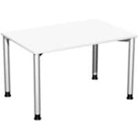 4 Fuß Flex Schreibtisch höhenverstellbar, 1200x800x680-800, Weiß/Silber