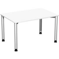 4 Fuß Flex Schreibtisch höhenverstellbar, 1200x800x680-800, Weiß/Silber